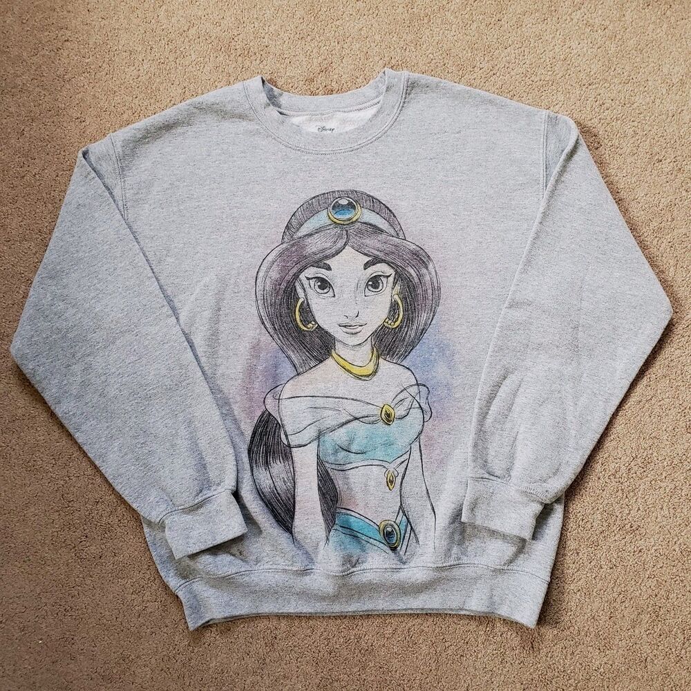 Disney Princess Jasmine Pullover Sweater Sweatshirt Gray Aladin Women’s Size M